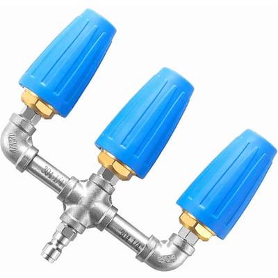 3-in-1 Turbo Nozzle 2.0 Mondstuk 4000 PSI 360 Graden Roterende Hogedrukreiniger Turbo Nozzle met 1/4 Inch Snelkoppeling blue