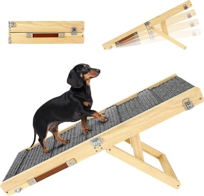 Opvouwbare hondenoprit voor banken, verstelbare huisdiertreden met antislip, draagbare helling voor kleine honden van 13" tot 53,3 cm