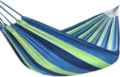 Dubbele Hangmat - Kampeerhangmat Tuin - Ontspannen Buiten - Canvas Stof - 2 Personen - Blauw