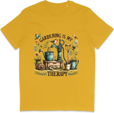 Leuk Dames T Shirt - Tuinieren Is Mijn Therapie - Geel - XS