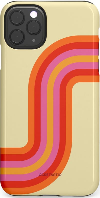 Casetastic hoesje geschikt voor Apple iPhone 11 Pro Max - Dubbellaagse bescherming - Retro bocht - Fashion Case - Zand Rood Oranje Roze