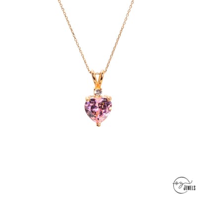OZ Jewels – Roze Hartsolitair Ketting – Roségoud – Dames