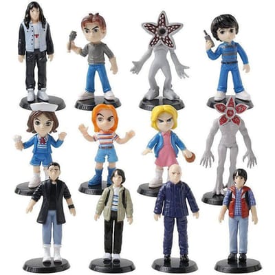 12 stuks/set Stranger Things Anime Personages Figuur Speelgoed Schattige Eleven Demogorgon Anime Figuur PVC Model Speelgoed Desktop Ornamenten Cadeau gray