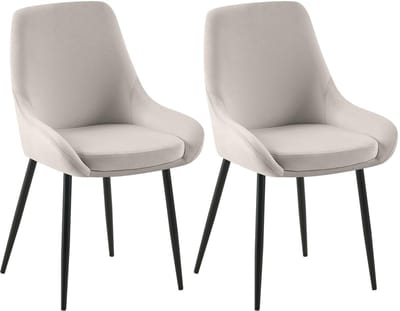 CLP Elmira Set van 2 eetkamerstoelen - Klassiek - Met rugleuning - Met armleuning - Met rugleuning - Velvet - zwart/grijs