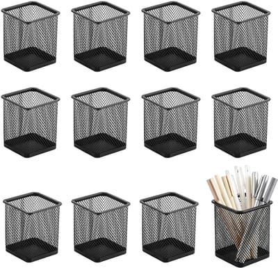 12 stuks pennenhouders bureau, zwart metalen pennenhouder, pennenhouder, draadmetaal, pennenhouder, pennenkoker, multifunctioneel voor kantoor, pennen, kunstbenodigdheden
