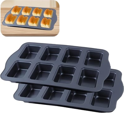 Brood Bakvorm Set - Kleine Bakvormen - Mini Broodjes Bakken - Antiaanbaklaag - 8 Holtes 36x24cm