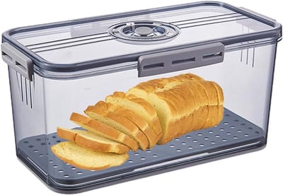Broodtrommel met ventiel - Brooddoos vershouder - Brood bewaren thuis - Verstelbaar luchtsysteem - 335 x 185 x 12 cm