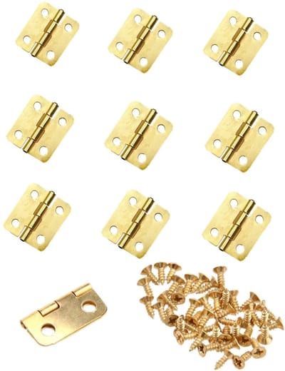 Dailygoods- Mini-Scharnieren 180 Graden Draaiend - Gouden Scharnieren - Vervangende Scharnier - 10 Stuks - Met Schroeven - Geschikt voor Meubels