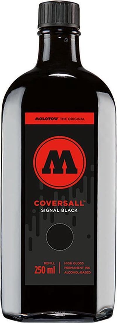 Molotow Coversall Zwarte Cocktail Buff Resist Inkt - 250ml Permanente inkt met zeer hoge dekkracht