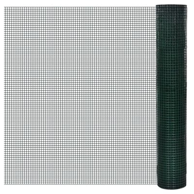 vidaXL Kippengaas 10x1 m gegalvaniseerd staal met PVC-coating groen