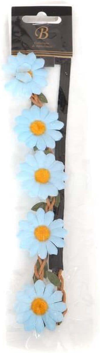 Haarbandje Bloemen - Hippie Hoofdband - Hippie Verkleedkleding - Licht blauw - One Size