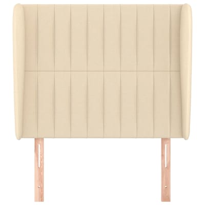 vidaXL - Hoofdbord - met - randen - 93x23x118/128 - cm - stof - crèmekleurig