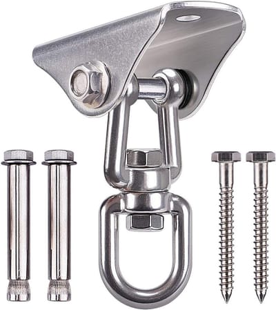 Schommelbeugel van Roestvrij Staal — Zware Plafondbeugel — Incl. Haak — 454 kg Capaciteit — Voor Yogaschommel, Hangmatstoel en Zandzak
