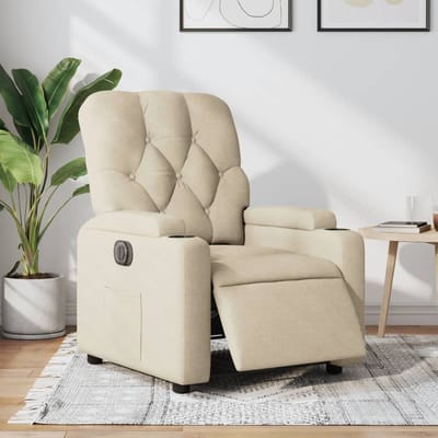 vidaXL - Fauteuil - verstelbaar - elektrisch - stof - crèmekleurig