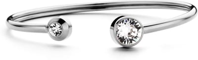 CO88 Collection Sparkle 8CB-90331 Stalen Flex Bangle - Kristal Stenen 4 en 8 mm - Grootte 58x49 mm - Zilverkleurig