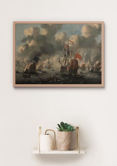 Poster In Houten Lijst - Tocht naar Chatham - Peter van der Velde - Michiel de Ruyter - Large 50x70
