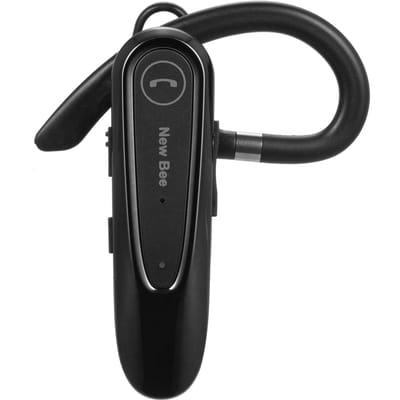 New Bee Business Headphones Enkele In-Ear Draadloze BT5.0 Oortelefoon Handsfree met Dubbele Microfoon CVC8.0 zwart