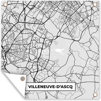 Tuin poster Kaart - Stadskaart - Villeneuve-d'Ascq - Plattegrond - Frankrijk - 200x200 cm - Tuindoek