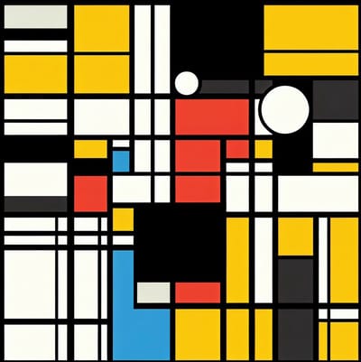 Modern mondriaan schilderij | Hedendaags abstract kleurenspel geïnspireerd op de stijl van Mondriaan | Kunst - 80x80 centimeter op Dibond | Foto op Dibond