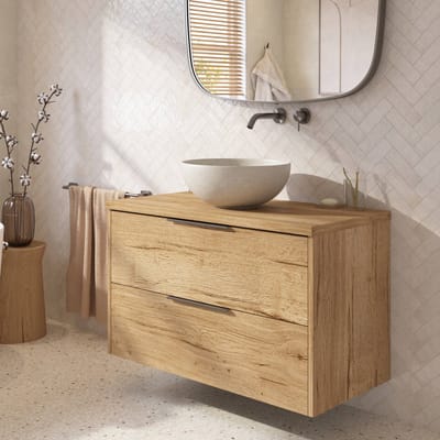 Saqu Lima badmeubel incl. afdekblad 100x51x62cm eiken marcato – gunmetal greep