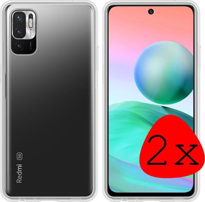Hoesje 2 Stuks - Geschikt voor Xiaomi Redmi Note 10 5G - Sterk & Shockproof - Case Siliconen - Back Cover - Telefoon Hoes - Transparant