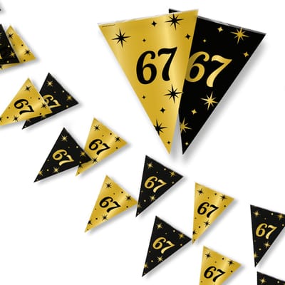 LUQ - 67 Jaar - Slinger - Leeftijd - Versiering - Verjaardag - decoratie - Feest - Hangdecoratie - Goud/Zwart