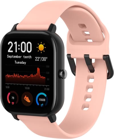 Siliconen bandje - geschikt voor Amazfit GTS / GTS 2(E) / GTS 2 Mini / GTS 3 / 4 (Mini) / Bip (S) / Bip U (Pro) / Bip Lite / Bip 3 (Pro) / GTR 42 mm / Pop (Pro) / Active (2) - roze - maat S