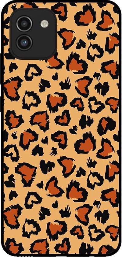 Smartphonica Telefoonhoesje voor Samsung Galaxy A03 met tijgerprint - backcover met panterprint - Bruin geschikt voor Samsung Galaxy A03
