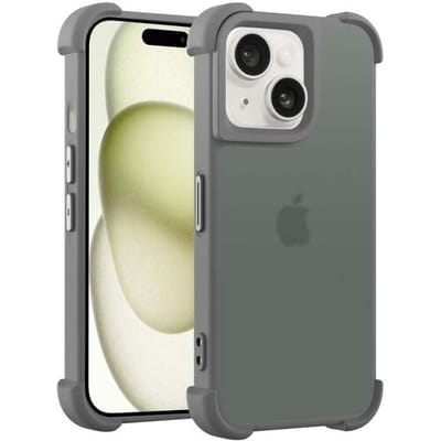 Coverzs matte Shock case geschikt voor iPhone 14 (grijs) - shockbestendig, premium bescherming, duurzaam