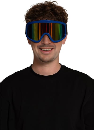 Partychimp voordeelverpakking 6 pack Party Skibril Blauw voor Heren en Dames Après Ski Accessoires Themafeest voor Volwassenen Carnaval Accessoires Verkleedaccessoires Foute Party - Unisex - Plastic - Blauw- Skibrillen -6 pack