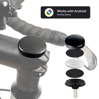 BlueTime - Verborgen Fiets Tracker Houder - Inclusief Smarttag! - Stuurpen Topcap - Diefstalpreventie - Fiets anti diefstal - Fiets GPS tracker - Tracker Fiets - Geschikt voor Android Find My Device