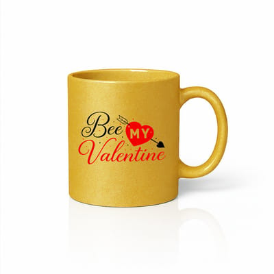 Bee My Valentine Gouden Glitter 330ml Keramische Koffiemok – Romantisch Hart & Pijl Design – Valentijnscadeau voor Hem & Haar