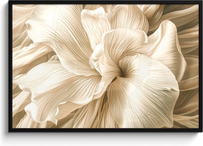 Poster in lijst - Fotolijst 120x80 cm - Posters - Abstract - Beige - Bloemen - Natuur - Posterlijst zwart - Decoratie - Wanddecoratie woonkamer - Muurdecoratie slaapkamer