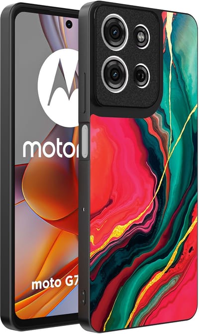 Smartphonica Telefoonhoesje Geschikt voor Motorola Moto G75 met Rood Groen Marmer Opdruk - TPU Backcover Case Red Green Marble Design geschikt voor Motorola Moto G75