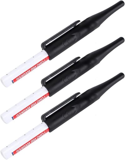 3 x Diepe Gaten Marker Pennen voor Houtbewerking, Multifunctionele 30mm Penpunt voor Thuis DIY en Gereedschap - Zwart