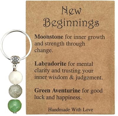 Dailygoods- Sleutelhanger Uniek Ontwerp - Kristallen Sleutelhanger - Natuurstenen - Inspirerende Geschenken - Draagbare Grootte 5 cm - Kracht en Geluk - Sleutelhangeraccessoire