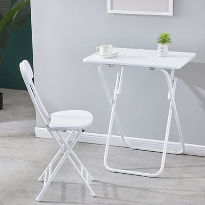 Ceruzo Kinder Klaptafel met Stoel – Wit – Opvouwbaar – MDF - Metaal