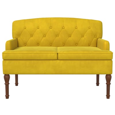 vidaXL - Lovingseat - met - knoopge - tuft - Licht - Geel - 111 - x - 65 - x - 79 - cm - Fluweel