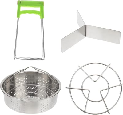 Stoommandjes Set - Stoomrek Accessoires - Gezond Koken - Roestvrij Staal - 21 cm Diameter - Zilver