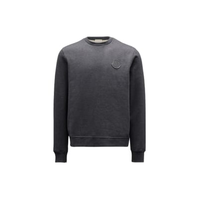 Moncler FW22 Effen Kleur Logo Patch Ronde Hals Sweatshirt Heren sweatshirt Grijs H20918G00051899FL990 S gray