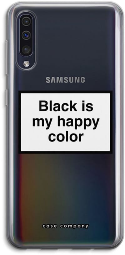 Hoesje geschikt voor Samsung Galaxy A50 hoesje - Black is my happy color - Soft Cover Telefoonhoesje - Bescherming aan alle Kanten en Schermrand