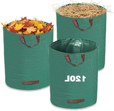 Tuinzakken - Bladverzamelzakken - Tuinafval Verzamelen - Met Handgrepen - 3 x 120 Liter - Groen