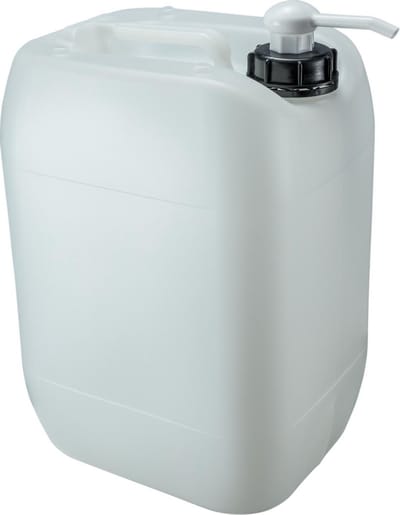 Jerrycan 20 Liter | met dispenserpomp | geschikt voor water | UN gekeurd | benzine | handig stapelbaar | food grade | inclusief dop | totaal te legen | noodpakket