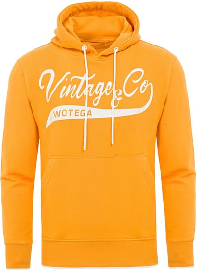 WOTEGA Heren Hoodie WT Star – Regular Fit – Katoenmix – Geel – Tunnelkoord & Kangoeroezak