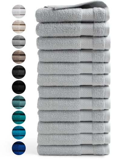 DoubleDry Handdoeken 50 x 100 - set van 12 - Hotel kwaliteit 500 g/m2 - 12x Lichtgrijs