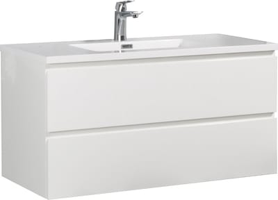 Badplaats Badkamermeubel Set Angela 100 cm – Wit Hoogglans – Badmeubel met Wastafel