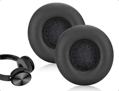 Set van 2 Vervangende Oorkussens van Leer voor Hoofdtelefoon, Geschikt voor Ronde Hoofdtelefoons (70mm, Zwart) - Comfort, Geluidservaring, Duurzaamheid
