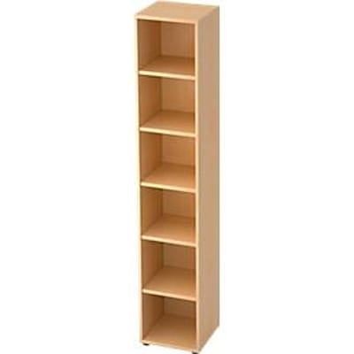 TOPAS LINE boekenkast, spaanplaat, 6 OH, 5 legborden, B 400 x D 400 x H 2156 mm, ahorndecor