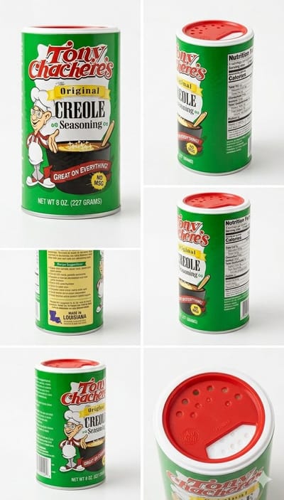 Tony Chachere's Original Creole Seasoning - Authentieke Cajun Kruidenmix uit Louisiana - Perfect voor Vlees, Vis, Gevogelte en Groenten - Creoolse Specerijenmix - Grote Strooibus - 227g (8 oz) Met Kajal Sticker