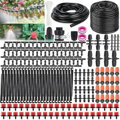 Automatisch druppelirrigatiesysteem voor tuin en terras, 50 m + 8 m irrigatiebuizen